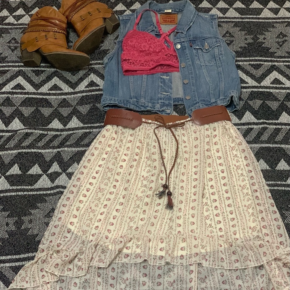 Floral High Low Skirt